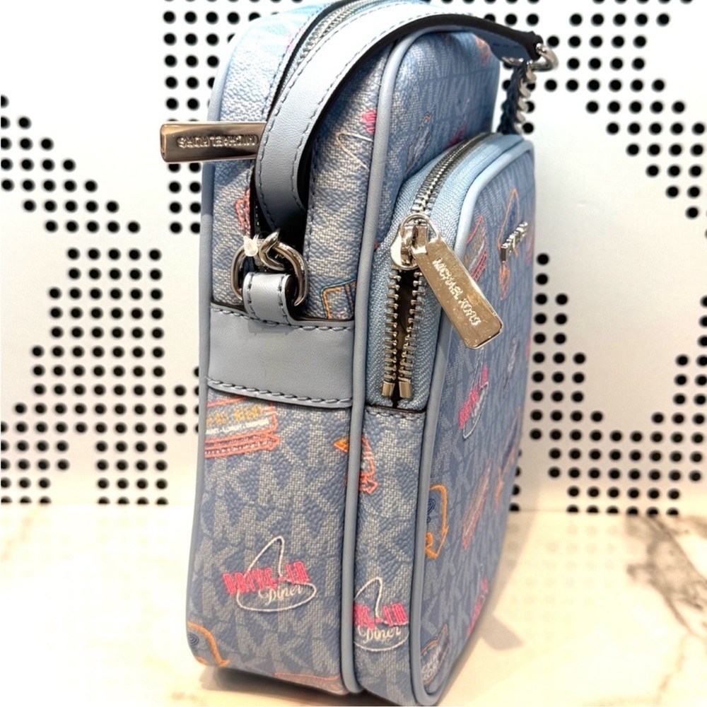 Michael Kors Medium Jet Set Travel NS Chain Xbody Bag Light Sky Multi - Picture 4 of 7